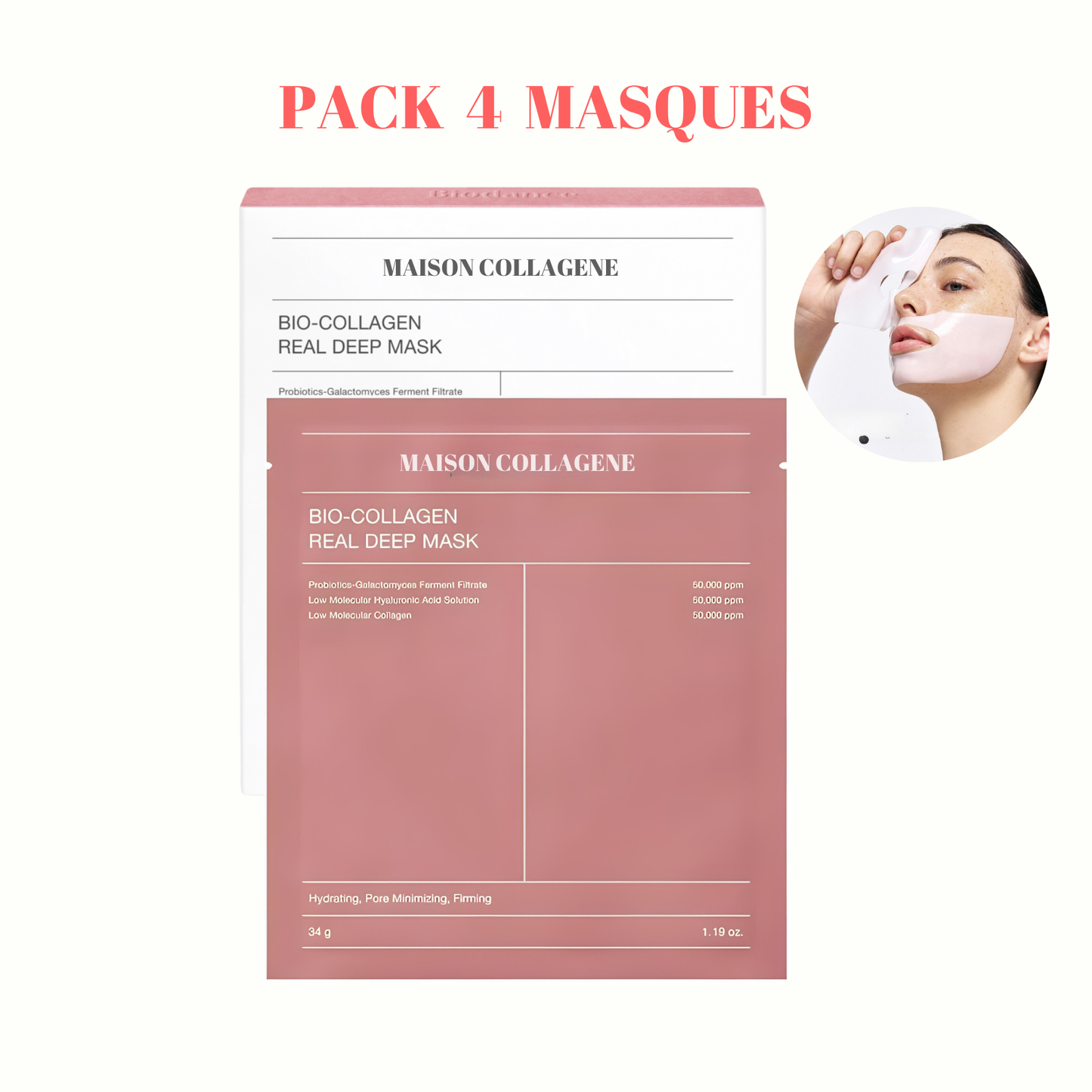 Masques Bio Collagène Pack de 4